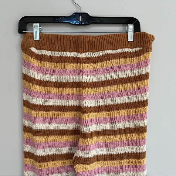 L*Space NWT Turn The Tide Crochet Pants in Cancun Stripe, White, Pink, Brown L - Picture 5 of 13